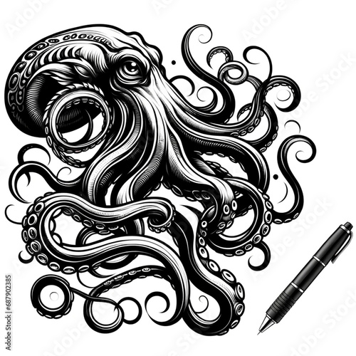 Modèle de tatouage de kraken photo