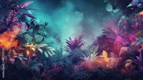 Quartz Celestial Jungle Nomad Lore Background Texture - Celestial Jungle Style with Empty Copy Space for Text - Quartz Nomad Jungle Wallpaper created with Generative AI Technology
