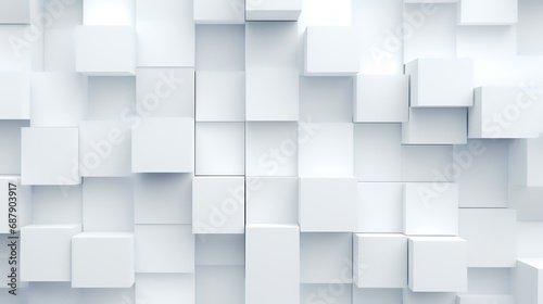 Abstract 3d rendering of white cubes in empty space. Futuristic background design.
