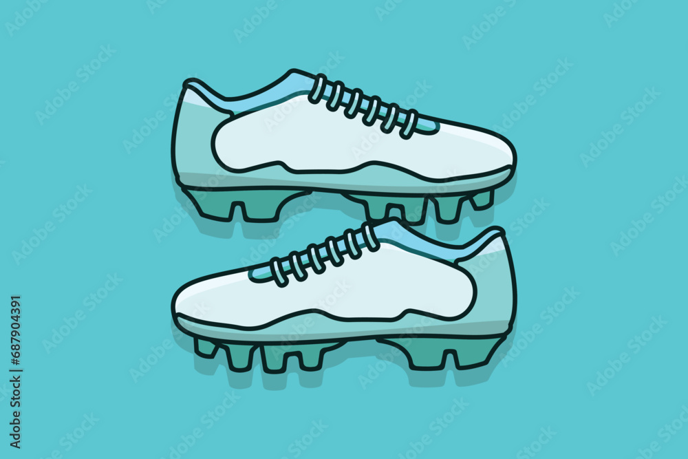 Football Shoes Pair vector icon illustration. Fashion object icon design concept. Soccer football boots shoes vector design on blue background. Football Shoes Pair vector icon illustration. Fashion object icon design concept. Soccer football boots shoes vector design on blue background.