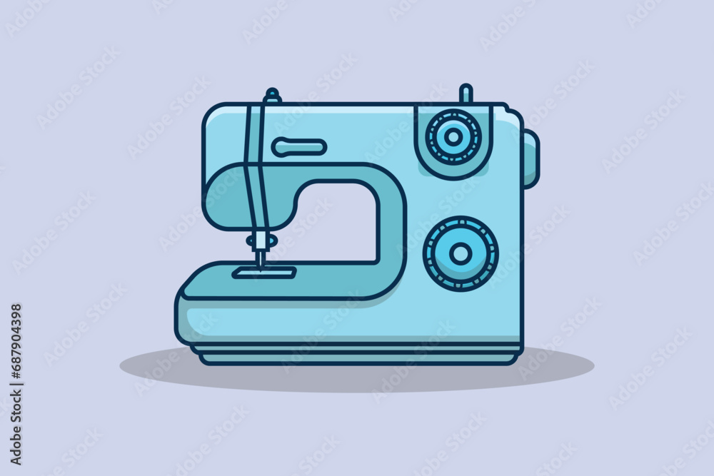 Modern Sewing Machine for Fabrics vector illustration. Equipment for creating clothes icon concept. Fashion industry and handmade sewing machine vector design.