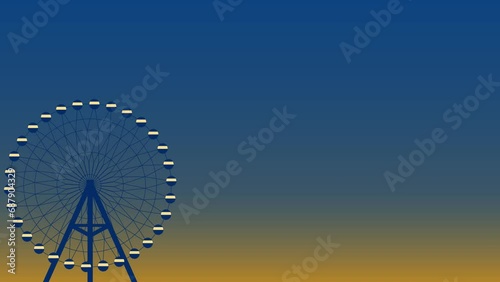 夕暮れの観覧車と月が登るアニメーション