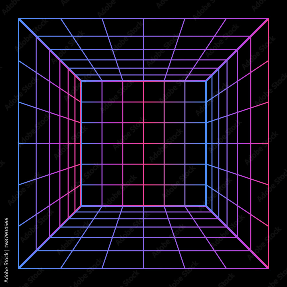 Neon grid. Futuristic element in cyberpunk style. Vector illustration. Neon grid. Futuristic element in cyberpunk style. Vector illustration.