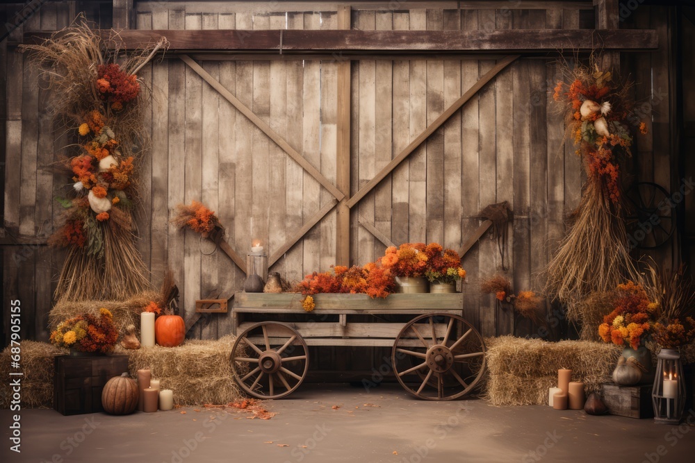 Autumnthemed Rustic Barn Backdrop For Photography