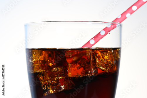 Glass of coke with ice cubes