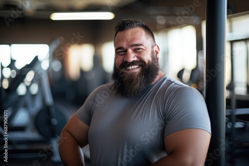 Candid Portrait Of Smiling Plus Size Man In The Gym Highquality Photo