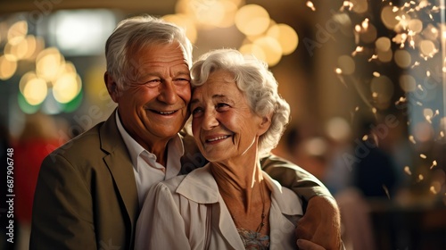 Retirement age couple having a good time