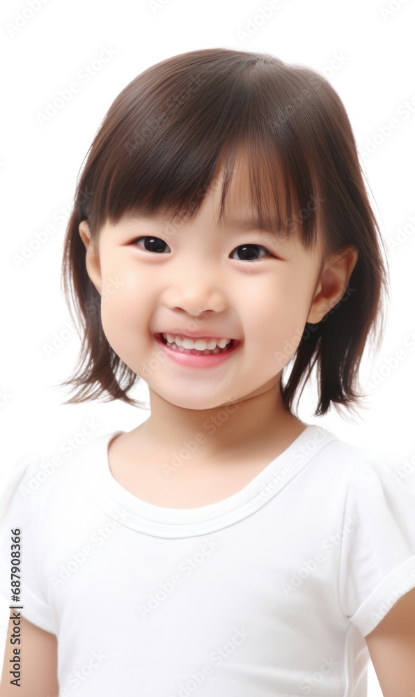 Smile of little Korean girl with healthy white teeth and hygiene Concept of advertising dentist and facial care Smile of little Korean girl with healthy white teeth and hygiene Concept of advertising dentist and facial care
