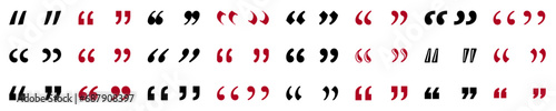Quotation marks, commas icon set in various shapes. Speech, Talk or Quotemarks isolated on transparent background. photo