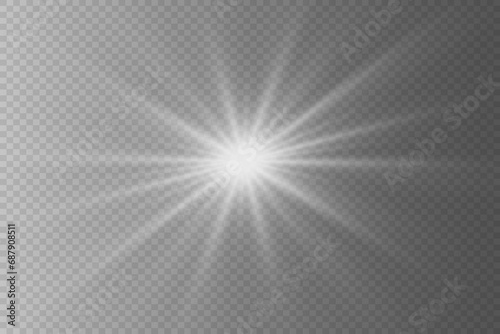 Special lens flash  light effect. Flash flashes beams and spotlight. White glowing light. Beautiful star Light from the rays. The sun is illuminated. Sun Ray.