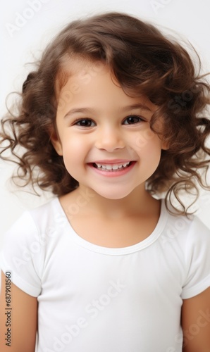 Smile of little girl with healthy white teeth and hygiene Concept of advertising dentist and facial care