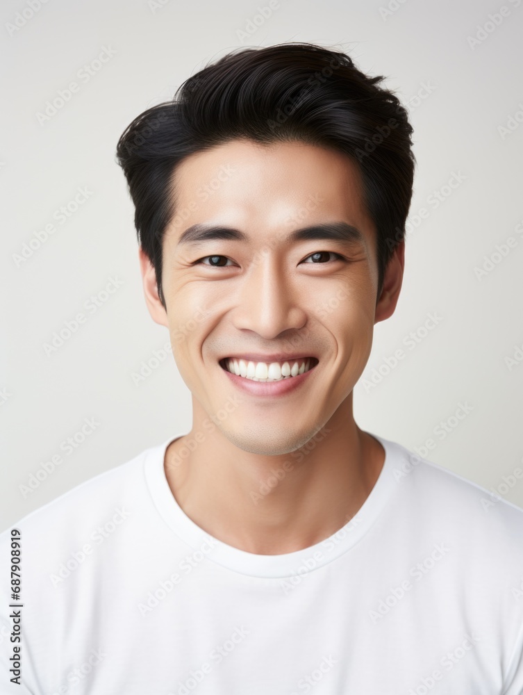 Smile of young man with healthy white teeth and hygiene Concept of advertising dentist and facial care