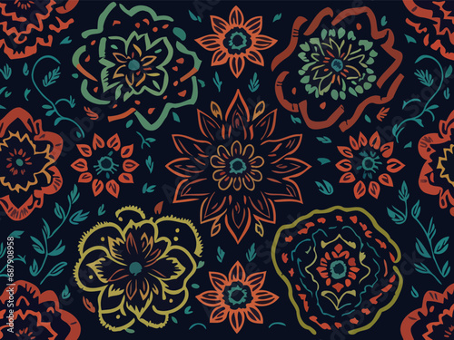 A mesmerizing display of abstract floral patterns created using vector graphics. 