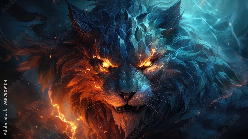 Fototapeta premium Ethereal Creature. Igniting the Flames of Eternal Fire and Sparks