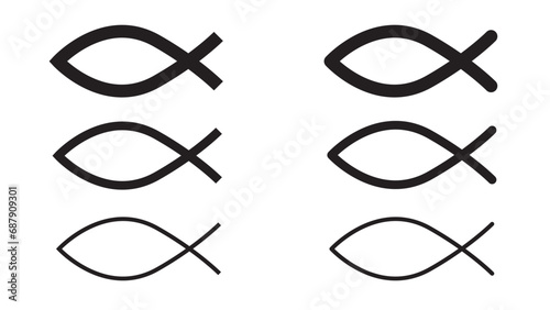 Christian fish set. Ichthys. Religious symbol. Vector illustration