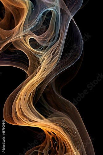 Orange delicate smoke waves on black background HD Wallpaper