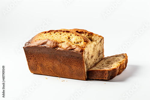 a loaf of bread with a slice cut out of it
