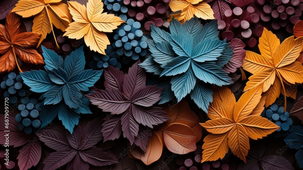close up photo of different color maple leaves