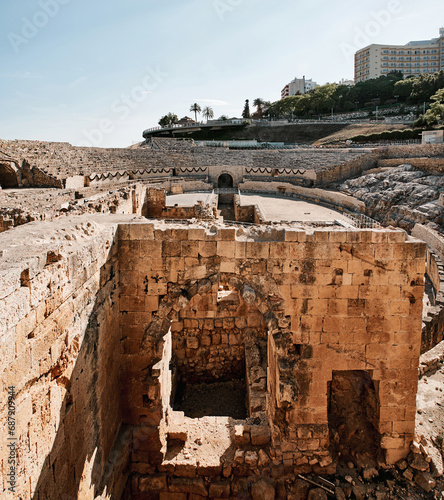 Ancient Roman Amphitheater in Tarragona, Spain