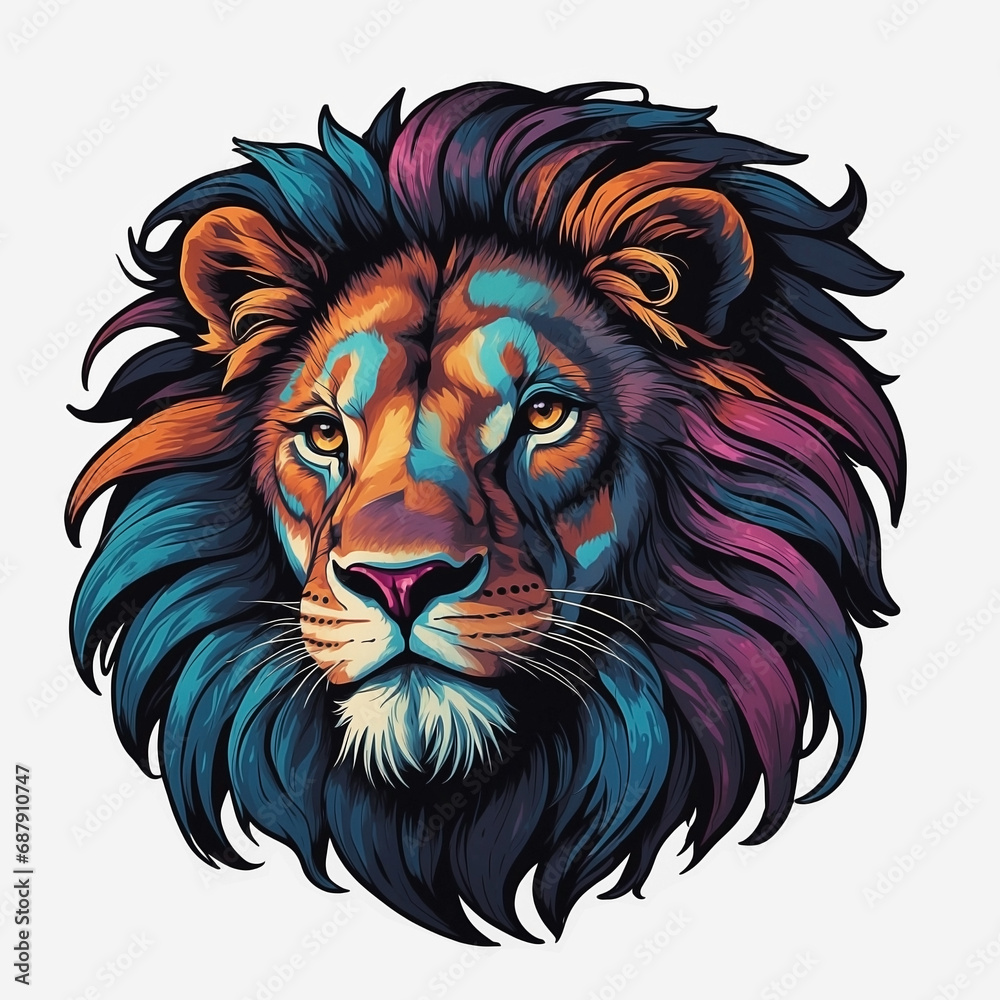 colorful lion design shape for a tshirt and stickers