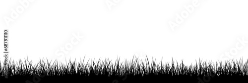 Wide black border silhouette grass seamless texture Isolated PNG