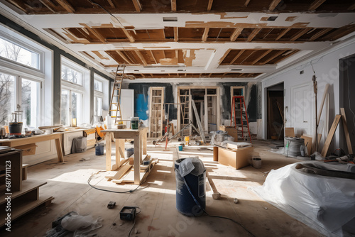 The interior of the house is under renovation