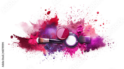 an image of beautiful makeup accessories on a white background. 