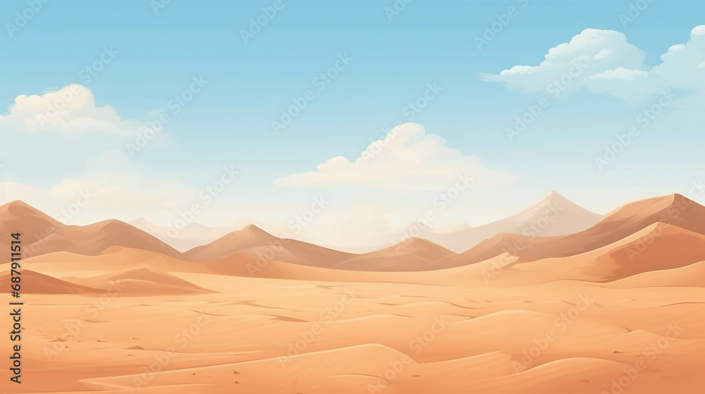 A dry desert surrounded by sand dunes with a clear sky.