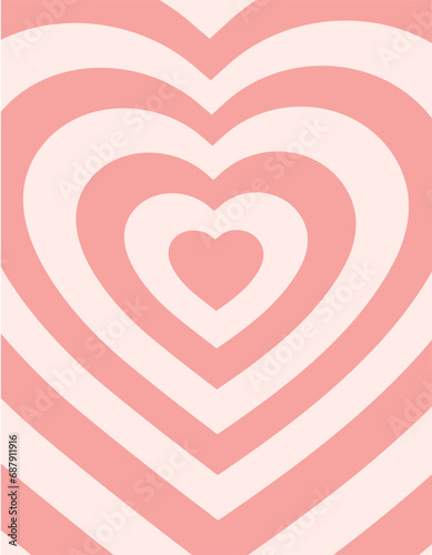 Monochrome vertical background of heart shaped tunnel. Rainbow romantic pattern. Pink pastel colors