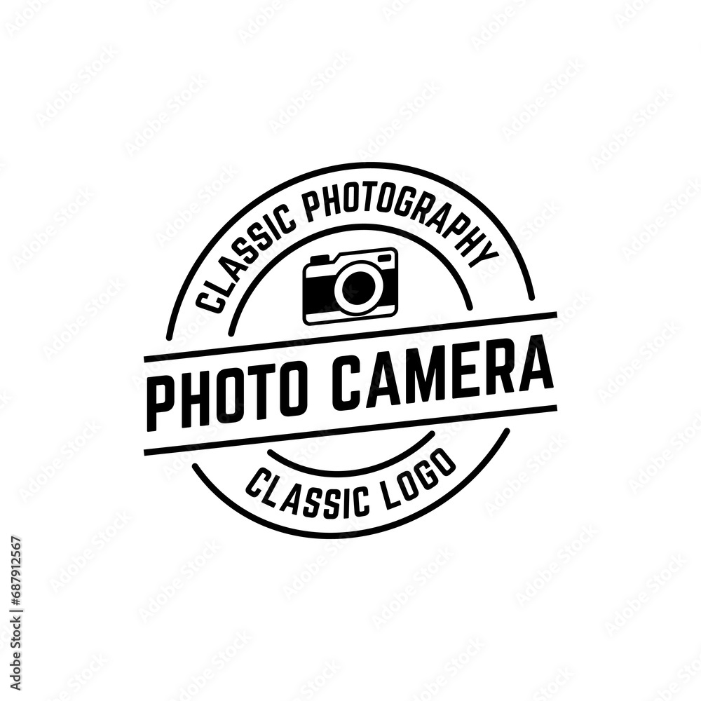 Fototapeta premium Camera logo vector icon illustration hipster vintage retro isolated on white background