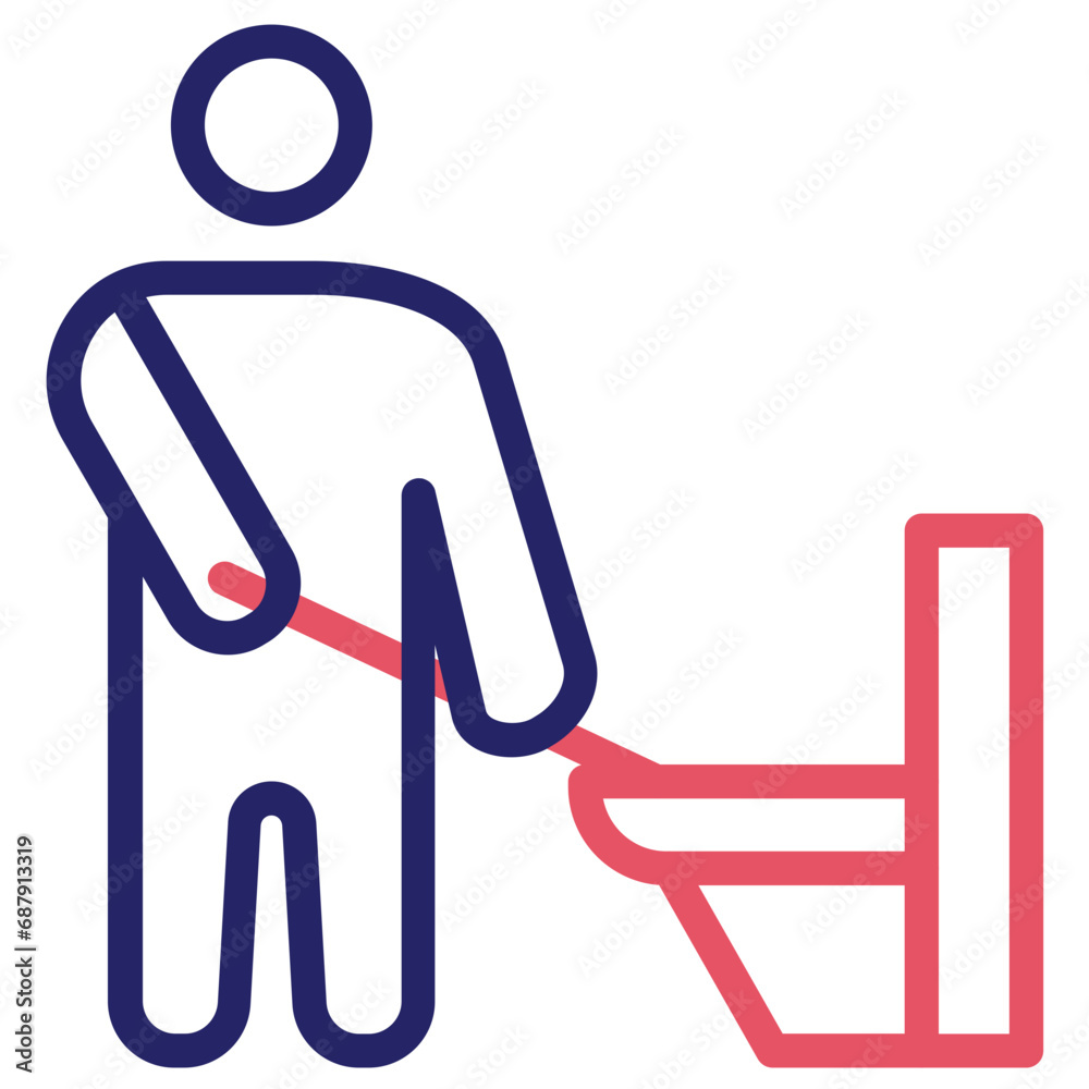 Man Cleaning Bathroom Icon Man Cleaning Bathroom Icon