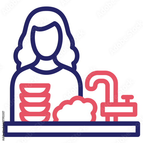 Woman Washing Dishes Icon