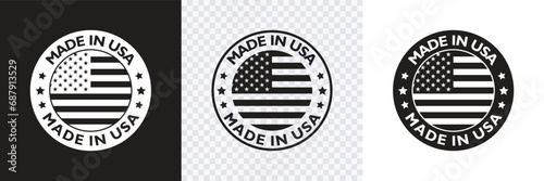 Made in USA badge with USA flag elements set, made in usa logo, American Product emblem, Made in USA stamp,Vector illustration photo