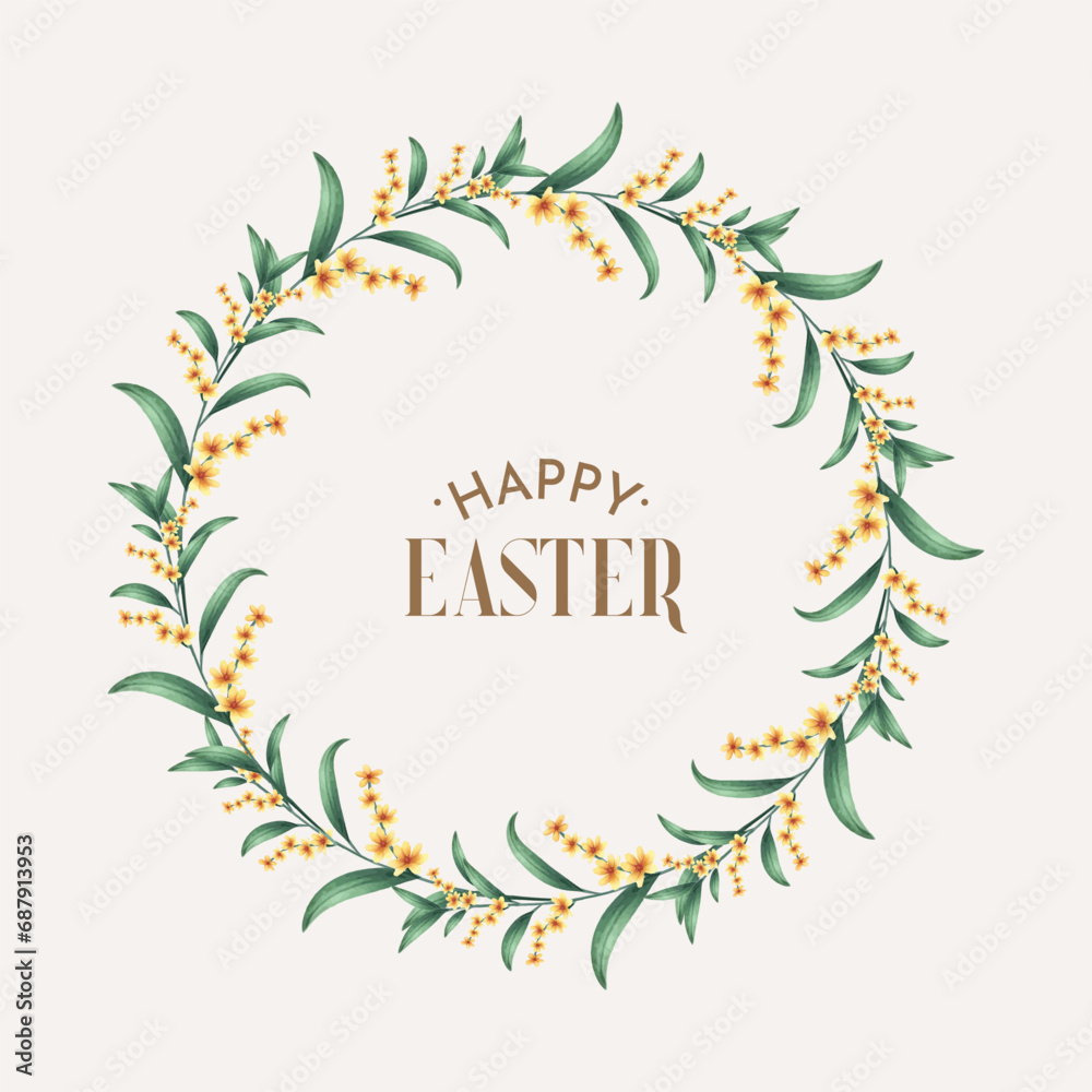 Obraz premium vector happy easter day with a colorful wreath