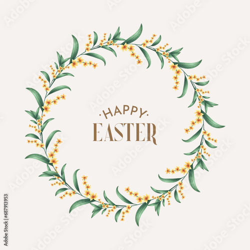 vector happy easter day with a colorful wreath