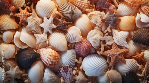 Background  texture of shells. The concept of rest  vacation  travel.