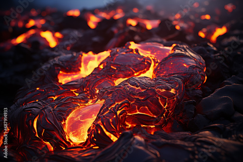 Obraz na płótnie lava flows volcano close-up
