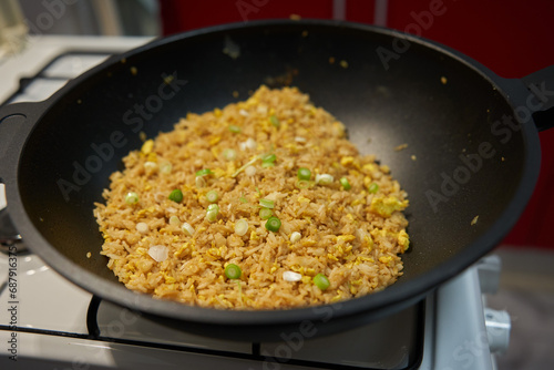 Fried rice in a wok