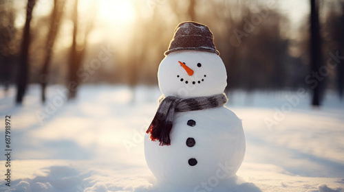Snowman in winter and Christmas festival. © Gun