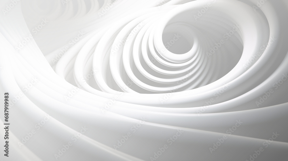 Obraz premium Abstract white color background with circle lines, spiral pattern, 3D illustration. 
