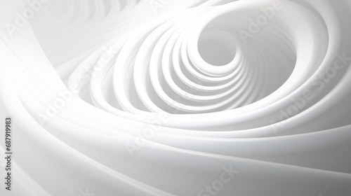 Abstract white color background with circle lines, spiral pattern, 3D illustration. 