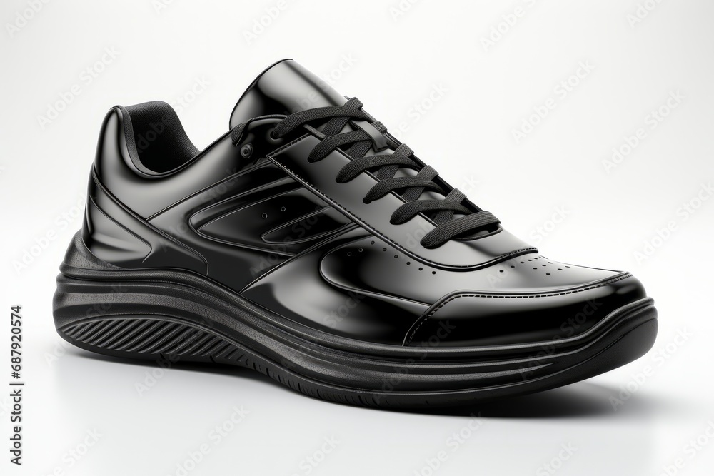 black sneakers with a glossy finish, on an isolated white background, Generative AI black sneakers with a glossy finish, on an isolated white background, Generative AI
