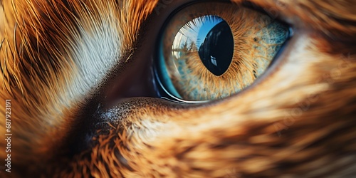 Intense Feline Eye Macro. Generative ai