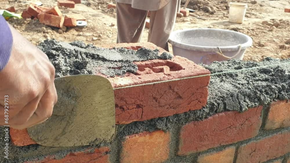 Mason construct house in a village
