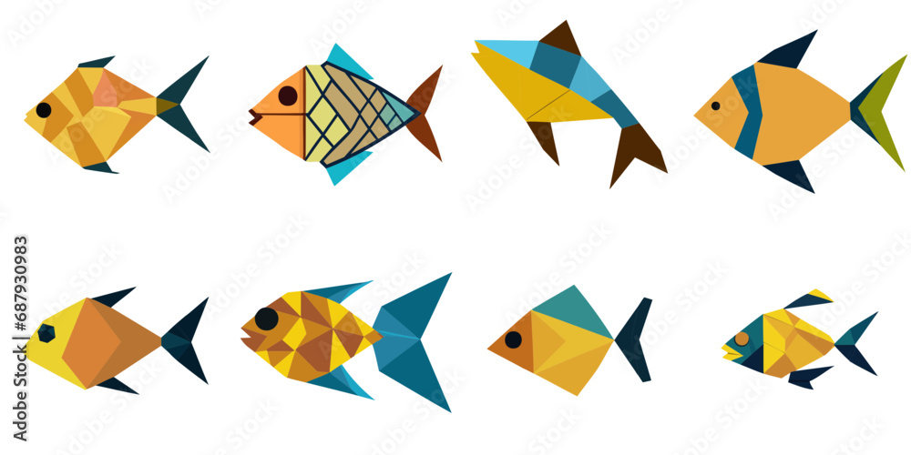 Vector illustration of fish with multiple polygons Stock Vector | Adobe ...