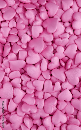 Many pink hearts.Valentine's day romantic background. 3d rendering