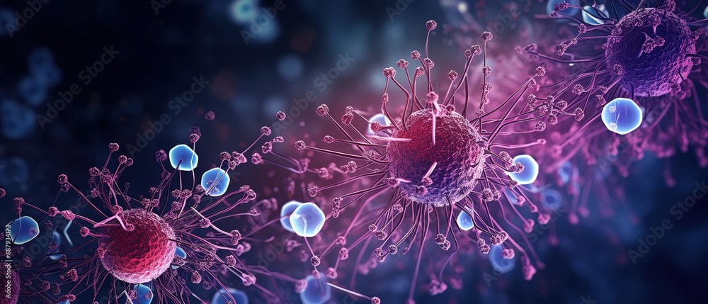 Fototapeta premium Bacterium, Backgrounds, 3d rendered, decorative, abstraction-création, shaped canvas, detailed scientific subjects, abstract wallpaper