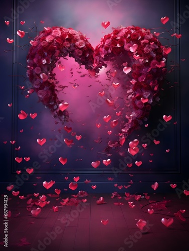 Valentines day digital backdrop, couple in love, heart