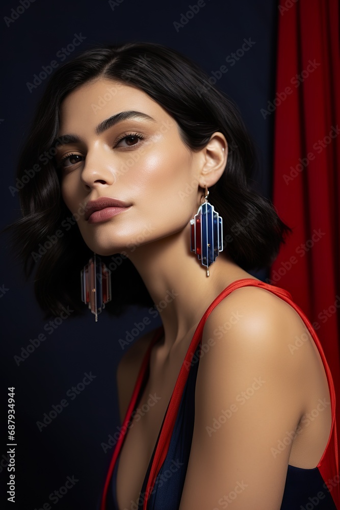 Naklejka premium female model, us flag concept, modern, beautiful professional photography