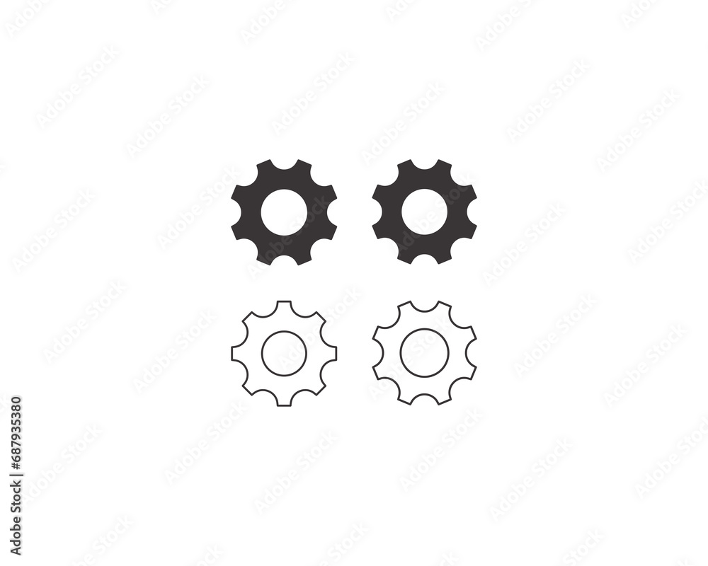 Settings gear machine icon vector symbol design isolated illustration